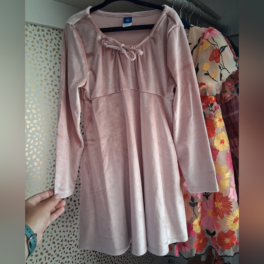 Pink Velver Dress For Girls